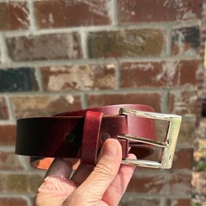Fish Hippie Men's Brown Leather Belt 36 Brass hardware 1.5” wide